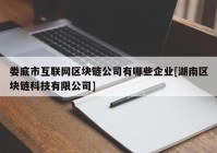 娄底市互联网区块链公司有哪些企业[湖南区块链科技有限公司]